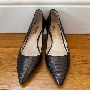 Louise et Cie Lo Hermosah Black Croc Embossed Heel. Size 7